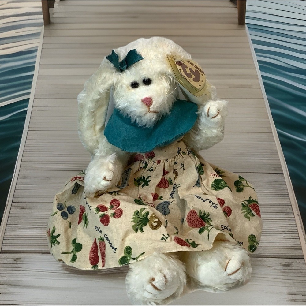 Vintage Ty Collectibles‎ Beanie Baby BLOOM The Bunny 1993 Plush w/ Garden Dress